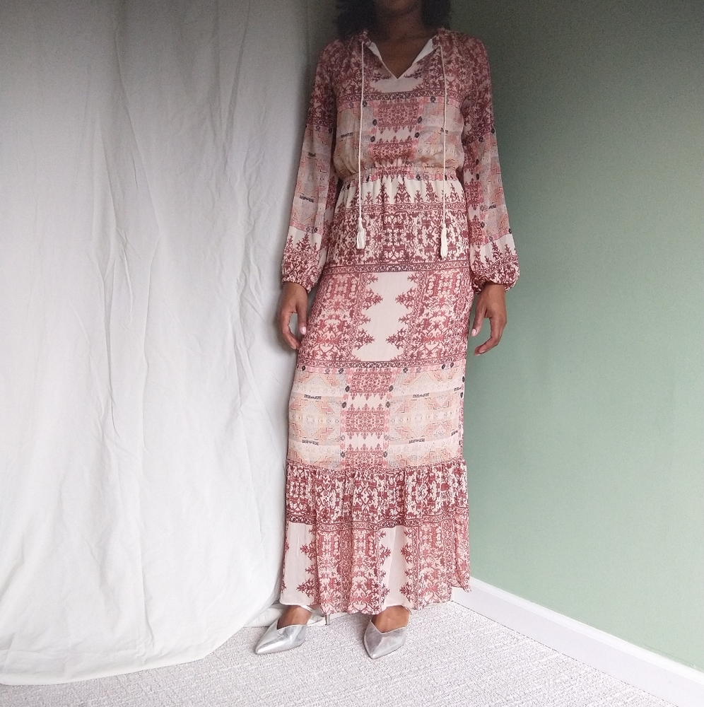 Women's Mossimo supply co. cream pink printed dress - Picture 1 of 10